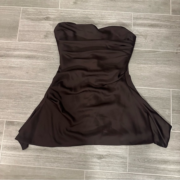 HOUSE OF CB 'Jasmine' Chocolate Draped Strapless Corset Dress Large - Picture 3 of 6